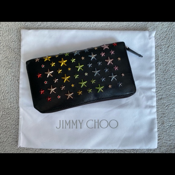 AUTHENTIC JIMMY CHOO ZIPPER LONG WALLET BLACK LEATHER - Picture 4 of 16